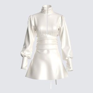 FINESSE Shiloh Ivory Satin Mini Dress-Size Small